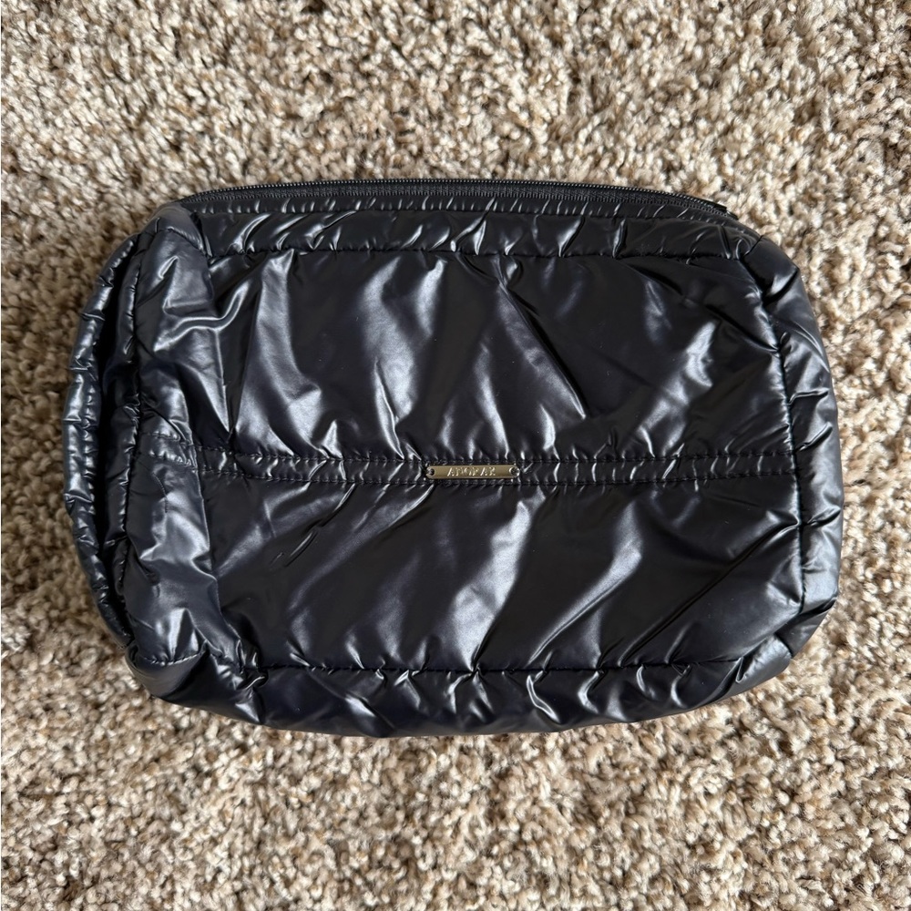 Black Quilted Puffer Cosmetic Pouch
